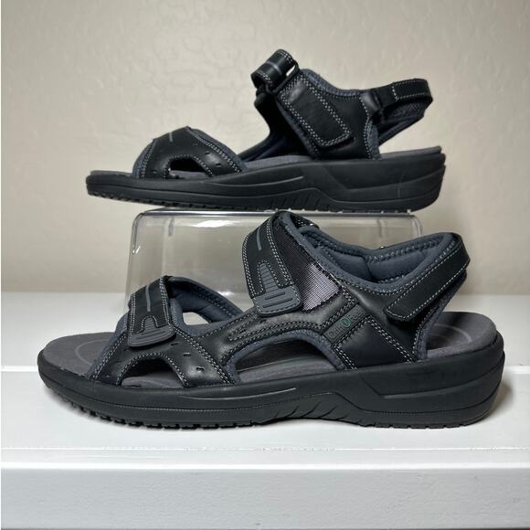 Orthofeet Gemini 566 Black Leather Orthopedic Sandals Men’s 11 2E Wide Comfort - Picture 2 of 10